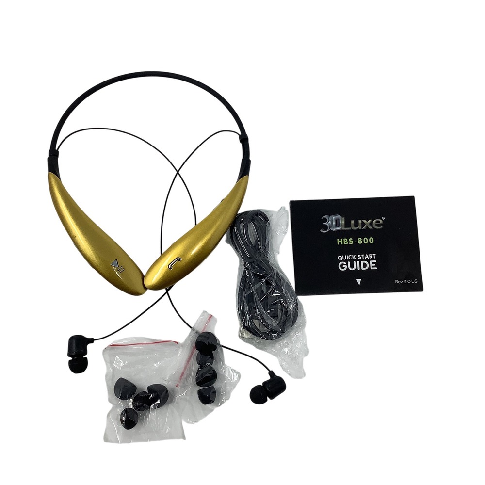 3D Luxe Wireless Bluetooth Neckband Stereo Headset Gold‎ Sport Tech